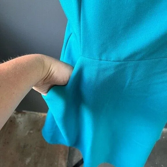 Market & Spruce Teal spaghetti strap v-neck midi dress with scallop hem pockets - Picture 5 of 8